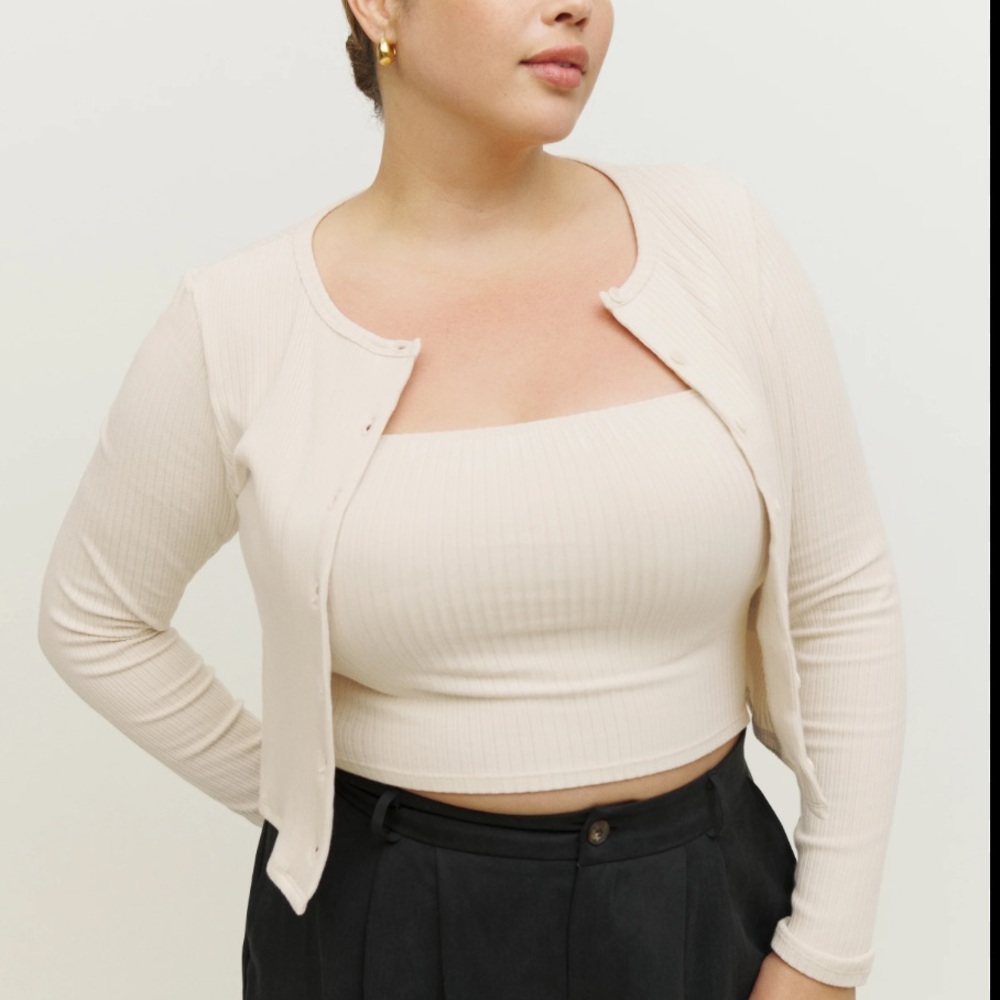 Reformation Ruby knit cardigan set in bone size small NWOT